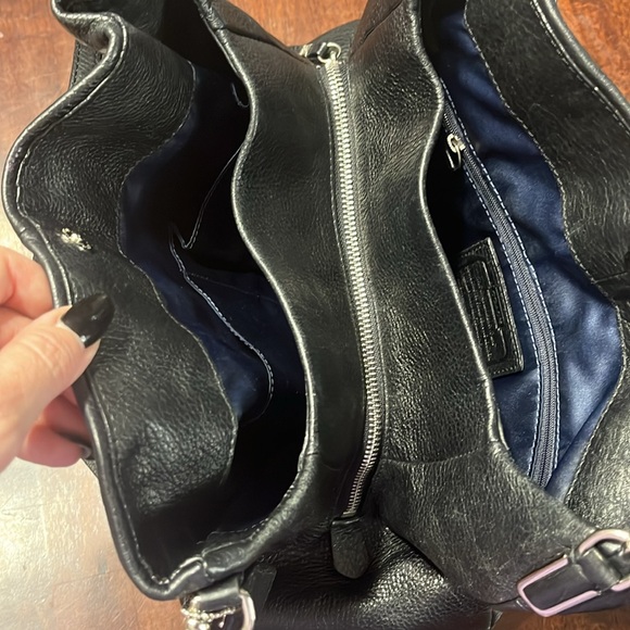 Coach hobo purse black leather, and blue interior - Picture 8 of 14